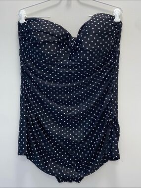 Merona Black White Polka Dot Sweetheart Neck Strapless One-Piece Swimsuit 3724